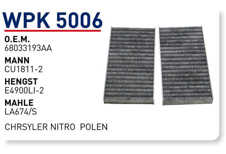 WUNDER WPK5006 POLEN  FİLTRESİ - CHRSYLER NİTRO
