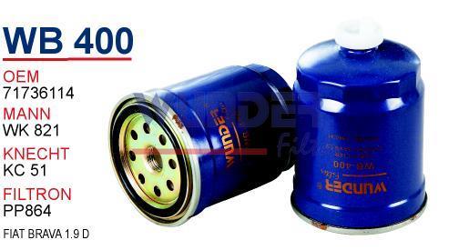 WUNDER WB400 MAZOT FİLTRESİ - PEUGEOT 106 1.4 D - 1.5 D (CS 449A)