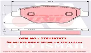 Trw Gdb1571 Fren Balatası Ön Megane Iı 2002 Sonrası 1.4 Bnz. Hb