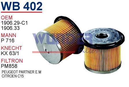 WUNDER WB402 MAZOT FİLTRESİ - PEUGEOT PARTNER E.M