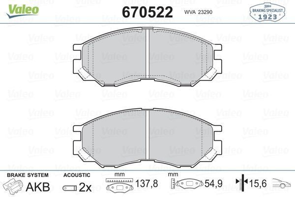 VALEO 670522 ÖN BALATA MITSUBISHI L200 96=- L300 (94-99)