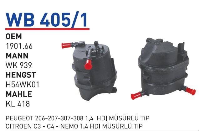 WUNDER WB405/1 MAZOT FİLTRESİ - PEUGEOT 206-207-307-308 1.4 HDI M