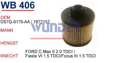 WUNDER WB406 MAZOT FİLTRESİ - PEUGEOT 308-508-PARTNER TEPE 1,6 HD
