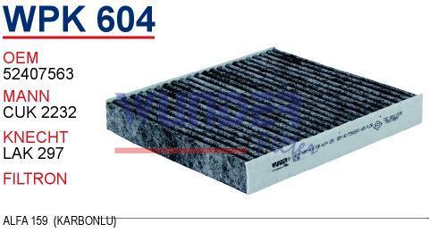 WUNDER WPK604 POLEN FİLTRESİ - ALFA 159 (KARBONLU)