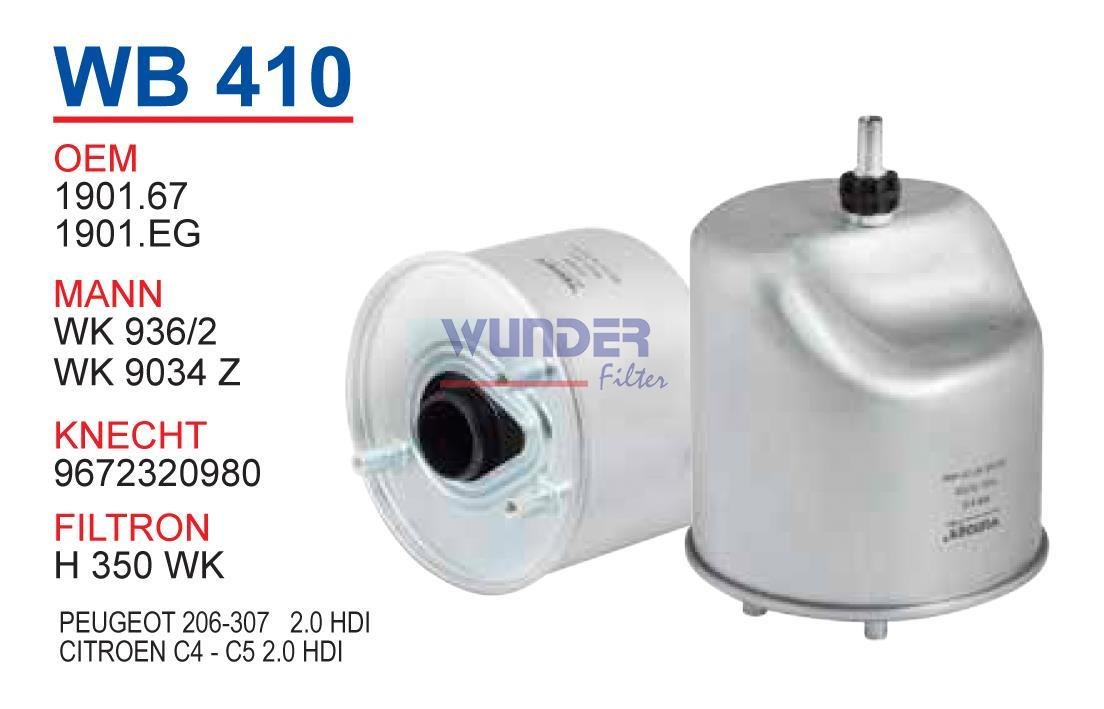 WUNDER WB410 MAZOT  FİLTRESİ - PEUGEOT 207-208-308-508-3008-4008-