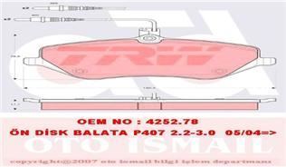 Trw Gdb1595 Fren Balatası Ön Fişli 407 2004 Sonrası 607 2000 Sonrası / C5 2008 Sonrası C6 05
