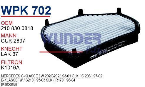 WUNDER WPK702 POLEN FİLTRESİ - MERCEDES 202 KASA C-CLK-EKLASS (KA