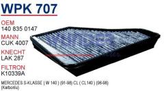 WUNDER WPK707 POLEN FİLTRESİ - MERCEDES 140 KASA S KLASS (KARBONL