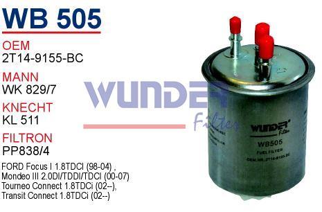 WUNDER WB505 MAZOT FİLTRESİ - FORD CONNECT 95 CC
