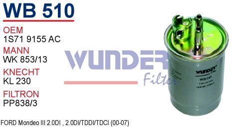 WUNDER WB510 MAZOT FİLTRESİ - FORD MONDEO III 2.0 TDI