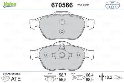 VALEO 670566 ÖN BALATA LGN II III 01=- MGN II 02=-