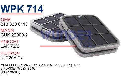 WUNDER WPK714 POLEN FİLTRESİ - MERCEDES 210 - 220 KASA (İKİLİ KAR