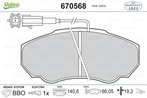 VALEO 670568 ÖN BALATA FİŞLİ DUCATO (02-06) BOXER (02-06) JUMPER