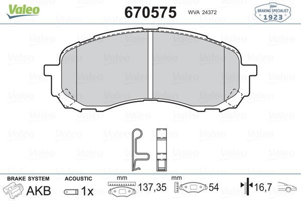 VALEO 670575 ÖN BALATA SUBARU IMPREZA 1.5 AWD 06=--