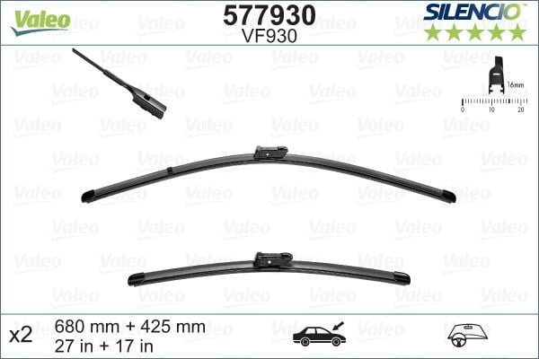 Valeo 577930 Silencio Vf930×2 680 425Mm Ön P3008-Ds-C5 Silencio X
