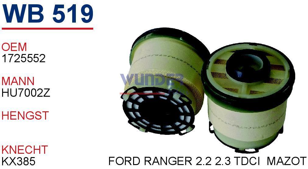 WUNDER WB519 MAZOT FİLTRESİ - FORD RANGER 2,2-3,2 TDCİ