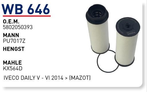 WUNDER WB646 MAZOT  FİLTRESİ - IVECO DAILY V - VI 2014 -