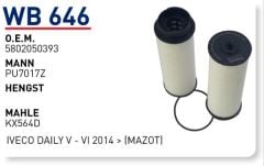 WUNDER WB646 MAZOT  FİLTRESİ - IVECO DAILY V - VI 2014 -