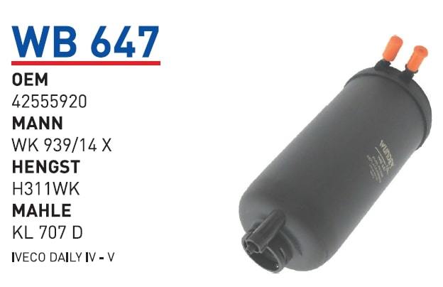 WUNDER WB647 MAZOT  FİLTRESİ - MITSUBISHI CANTER - iVECO DAiLY IV