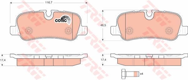 Trw Gdb1632 Fren Balatası Arka Range Rover Sport 05-13 Dıscovery
