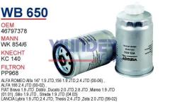 WUNDER WB650 MAZOT FİLTRESİ - FiAT DOBLO 1.9 JTD - DUCATO 2.8 JTD