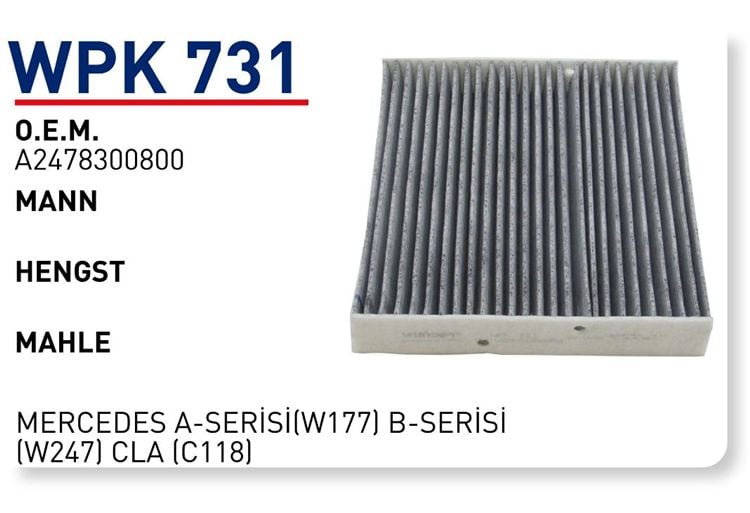 WUNDER WPK731 POLEN FİLTRESİ - MERCEDES A-SERİSİ(W177) B-SERİSİ(W