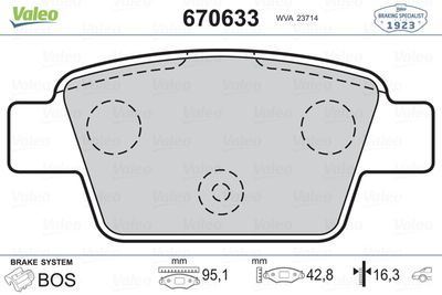 VALEO 670633 ARKA BALATA STILO 02=- LINEA 6.07=- BRAVO 9.07=- ALF