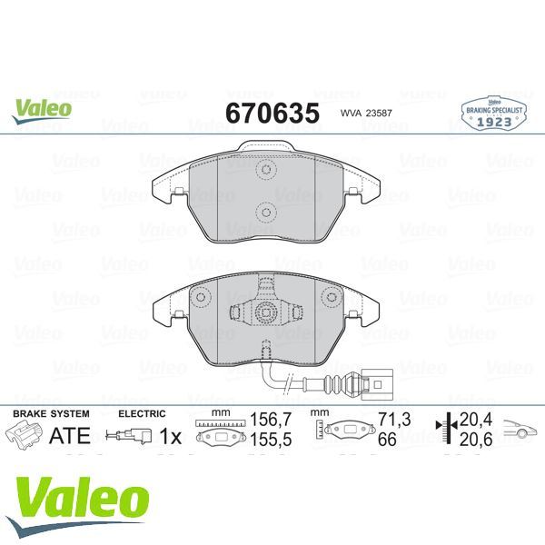 VALEO 670635 ÖN BALATA FİŞLİ CADDY III 04=- GOLF IV V VI 97=- JET