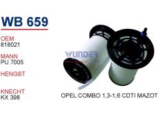 WUNDER WB659 MAZOT FİLTRESİ - OPEL COMBO 1,3-1,6 CDTİ