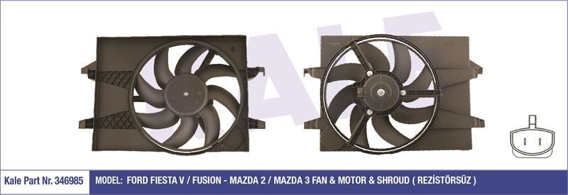 Kale 346985 Fan Motoru Davlumbazlı Fıesta V Fusıon Mazda 2-Mazda