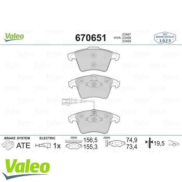 VALEO 670651 ÖN BALATA FİŞLİ TRANSPORTER T5 16 JANT YM KALIN 03=-