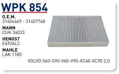 WUNDER WPK854 POLEN FİLTRESİ - VOLVO S60-S90-V60-V90-XC60-XC90 2,