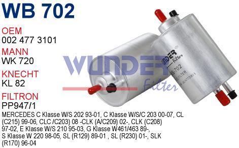 WUNDER WB702 BENZİN FİLTRESİ - MERCEDES 129-170-202-203-210-220 K