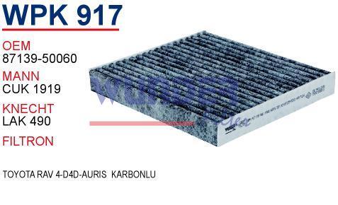 WUNDER WPK917 POLEN FİLTRESİ - TOYOTA RAV 4-D4D-AURiS