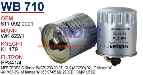 WUNDER WB710 MAZOT FİLTRESİ - MERCEDES 203 KASA C220 - C270 CDI -