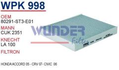 WUNDER WPK998 POLEN FİLTRESİ - HONDA CiViC VI - CRV VI KARE E.MOD