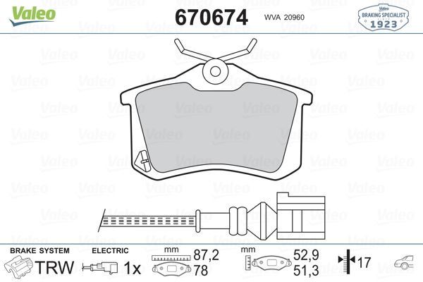 VALEO 670674 ARKA BALATA FLUENCE-MGN II-III-207-308-307-PARTNER-C