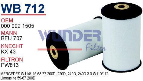 WUNDER WB712 MAZOT FİLTRESİ - MERCEDES 115-123-124 KASA 200D-220D