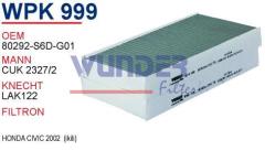 WUNDER WPK999 POLEN FİLTRESİ - HONDA CR-V II - CİVİC V II 1,6-2,0
