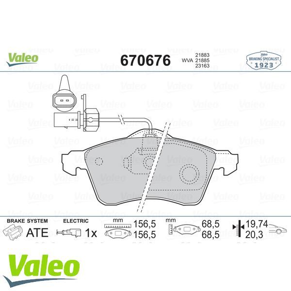 VALEO 670676 ÖN BALATA TRANSPORTER T4 CARAVELLE 2.5 TDI (90-03)(G