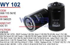 WUNDER WY102 YAĞ FİLTRESİ - VOLKSWAGEN CADDY D - PASSAT D