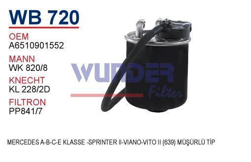 WUNDER WB720 MAZOT  FİLTRESİ - MERCEDES A-B-C-EKLASSE-SPRINTER II