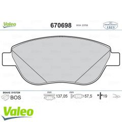 VALEO 670698 ÖN BALATA DOBLO 1.3-1.9 JTD 07-G.PUNTO 1.3 MJT 05-ST