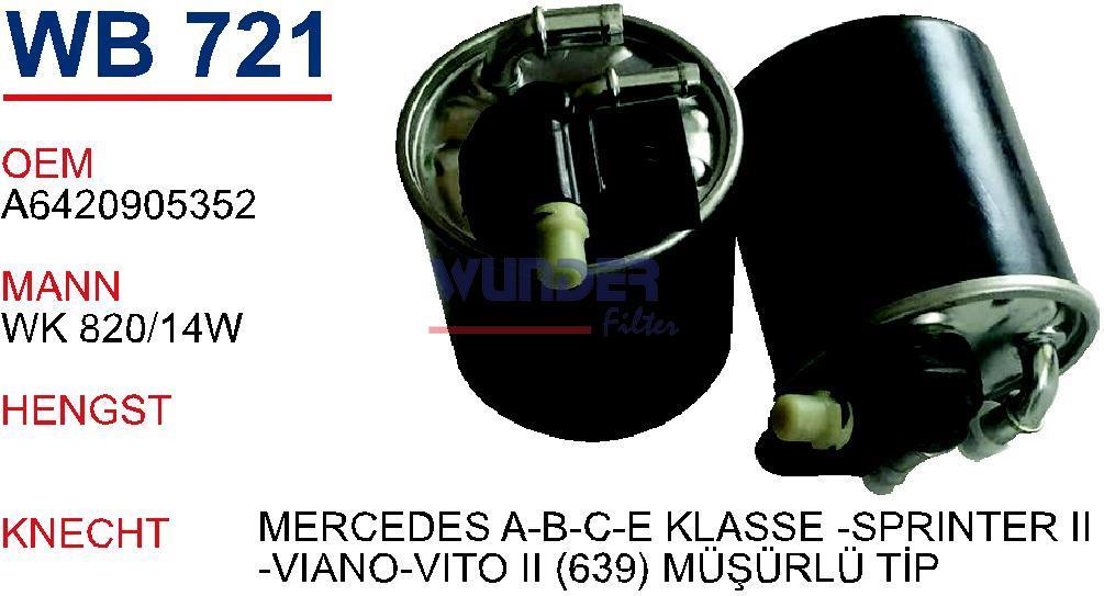 WUNDER WB721 MAZOT  FİLTRESİ - MERCEDES A-B-C-EKLASSE-SPRINTER II