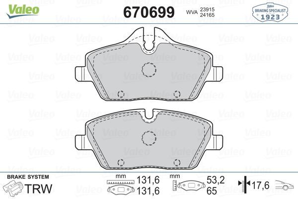 VALEO 670699 ÖN BALATA BMW E81 116D 118D (06-9.12) E87 116İ 118İ