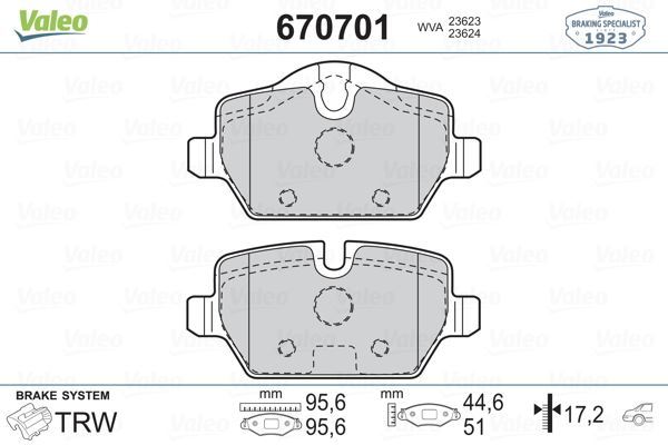 VALEO 670701 ARKA BALATA BMW E81 (02-12)(E87) (04-12) F20 10=- (E
