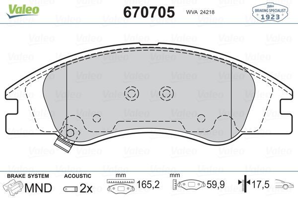 VALEO 670705 ÖN BALATA KIA CERATO II/SPECTRA (FE22/FE24) 1.6-1.8-
