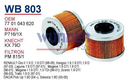 WUNDER WB803 MAZOT FİLTRESİ - RENAULT EXPRESS (C443) - KANGOO