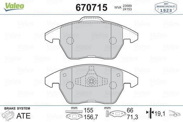 VALEO 670715 ÖN BALATA P307 10/03=- 207 1.6 07=- 308 07=- 3008 09