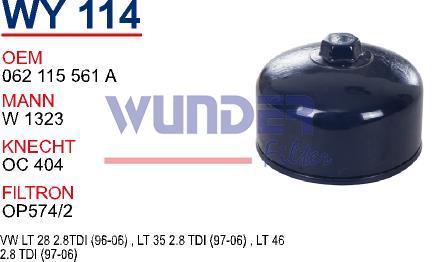 WUNDER WY114 YAĞ FİLTRESİ - VOLKSWAGEN LT 46